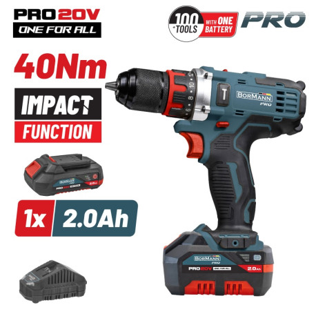 BORMANN Pro BBP5446X2 ΚΡΟΥΣΤΙΚΟ ΔΡΑΠΑΝΟΚΑΤΣΑΒΙΔΟ ΜΠΑΤΑΡΙΑΣ Brushless 20V, 40Nm, Li-Ion, ΜΕ 2 Ταχύτητες,1x2Ah (083597)