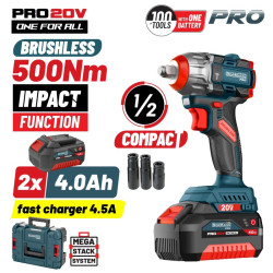 BORMANN Pro BBP5422X44CA ΜΠΟΥΛΟΝΟΚΛΕΙΔΟ COMPACT BRUSHLESS ΜΠΑΤΑΡΙΑΣ 20V Li-Ion, 500Nm, 2x4Αh,Βαλίτσα (083245)