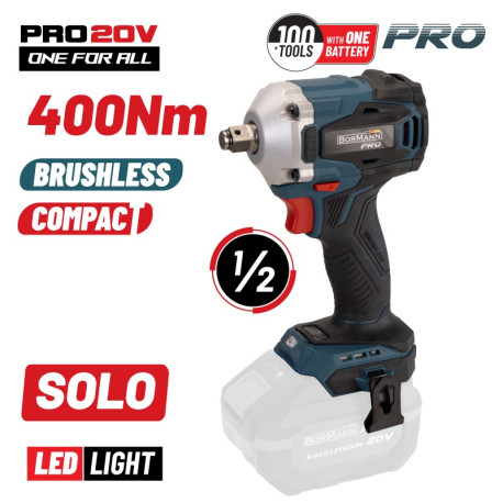 BORMANN Pro BBP5123 ΜΠΟΥΛΟΝΟΚΛΕΙΔΟ COMPACT BRUSHLESS ΜΠΑΤΑΡΙΑΣ 20V Li-Ion, 400Nm, SOLO (070474)