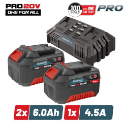 BORMANN Pro BBP9966 STARTER KIT 20V, ΜΠΑΤΑΡΙΕΣ 2x6.0Ah & ΔΙΠΛΟΣ ΤΑΧΥΦΟΡΤΙΣΤΗΣ 4.5Α (083504)