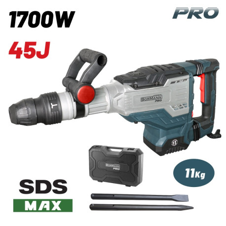BORMANN PRO BDH3250 ΚΑΤΕΔΑΦΙΣΤΙΚΟ ΠΙΣΤΟΛΕΤΟ SDS-MAX 1700W,45J,200-2100bpm & Βαλίτσα με Καλέμι-Βελόνι (083498)