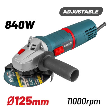 BORMANN BAG8000 ΓΩΝΙΑΚΟΣ ΤΡΟΧΟΣ ΡΥΘΜΙΖΟΜΕΝΟΣ 125mm 840W (017080)