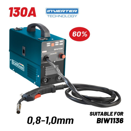 BORMANN BIW1135 INVERTER ΗΛΕΚΤΡΟΚΟΛΛΗΣΗ MIG/MAG 130A, ΝΟ GAS ΔΕΝ ΠΕΡΙΛΑΜΒΑΝΕΙ ΤΣΙΜΠΙΔΑ (034698)