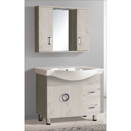 GLORIA LONG LIFE 80 ΠΑΓΚΟΣ MDF 80.5x47.5x82 BEIGE ΜΕ ΝΙΠΤΗΡΑ ΚΑΙ FINO ΕΡΜΑΡΙΟ PVC 78x67x15 ΜΕ ΔΥΟ ΦΩΤΑ (36-3004 27-3004 36-0010)